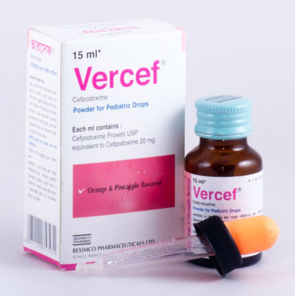 Pack Image: Vercef 20 mg Pediatric Drop (15 ml bottle)