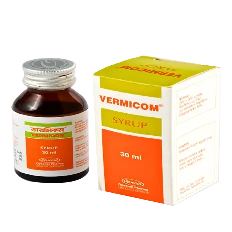 Pack Image: Vermicom 40 mg Syrup (30 ml bottle)