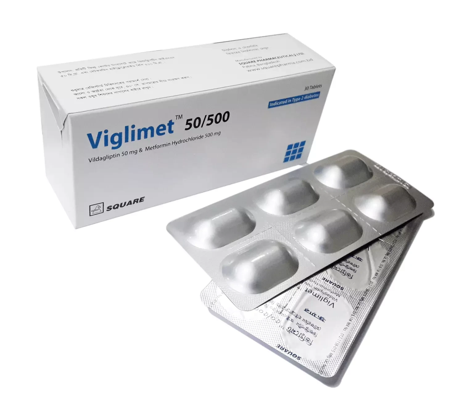 Pack Image: Viglimet 50 mg Tablet (5 x 6)