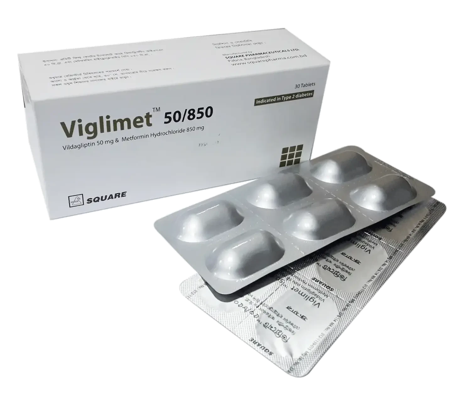 Pack Image: Viglimet 50 mg Tablet (5 x 6)