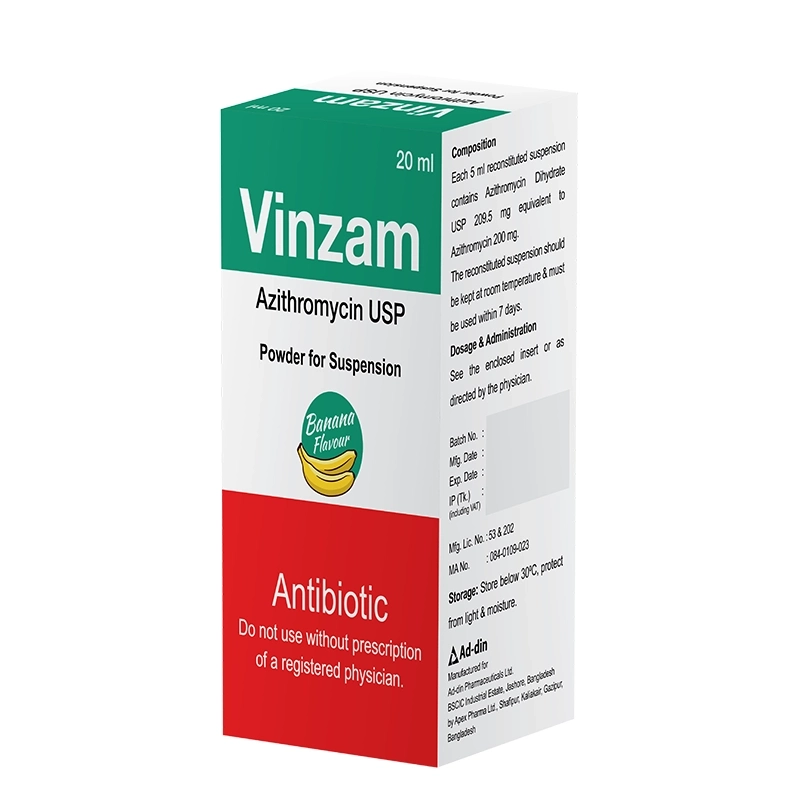 Pack Image: Vinzam 200 mg Suspension (20 ml bottle)