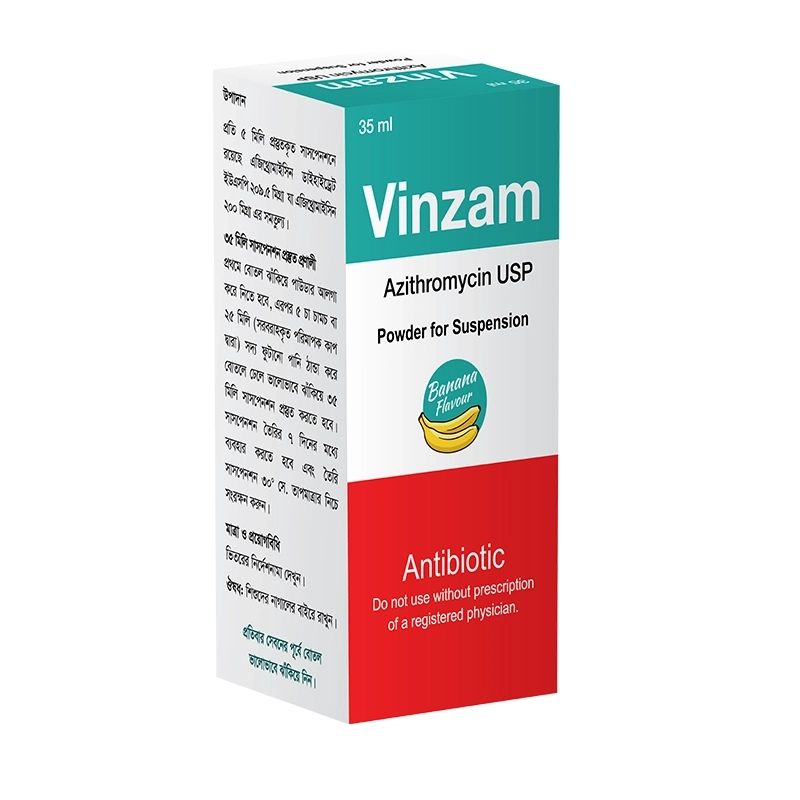 Pack Image: Vinzam 200 mg Suspension (35 ml bottle)