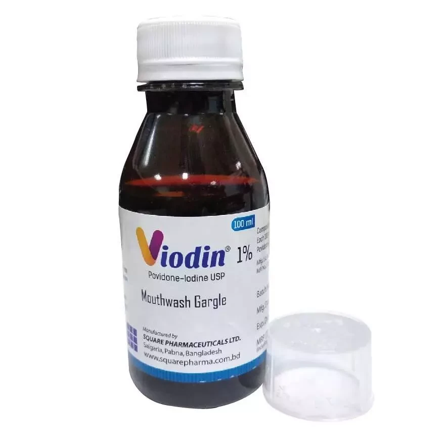 Pack Image: Viodin 1% w Mouthwash (100 ml bottle)