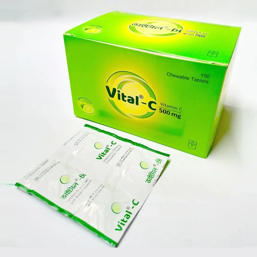 Pack Image: Vital-C 500 mg Chewable Tablet (25 x 4)
