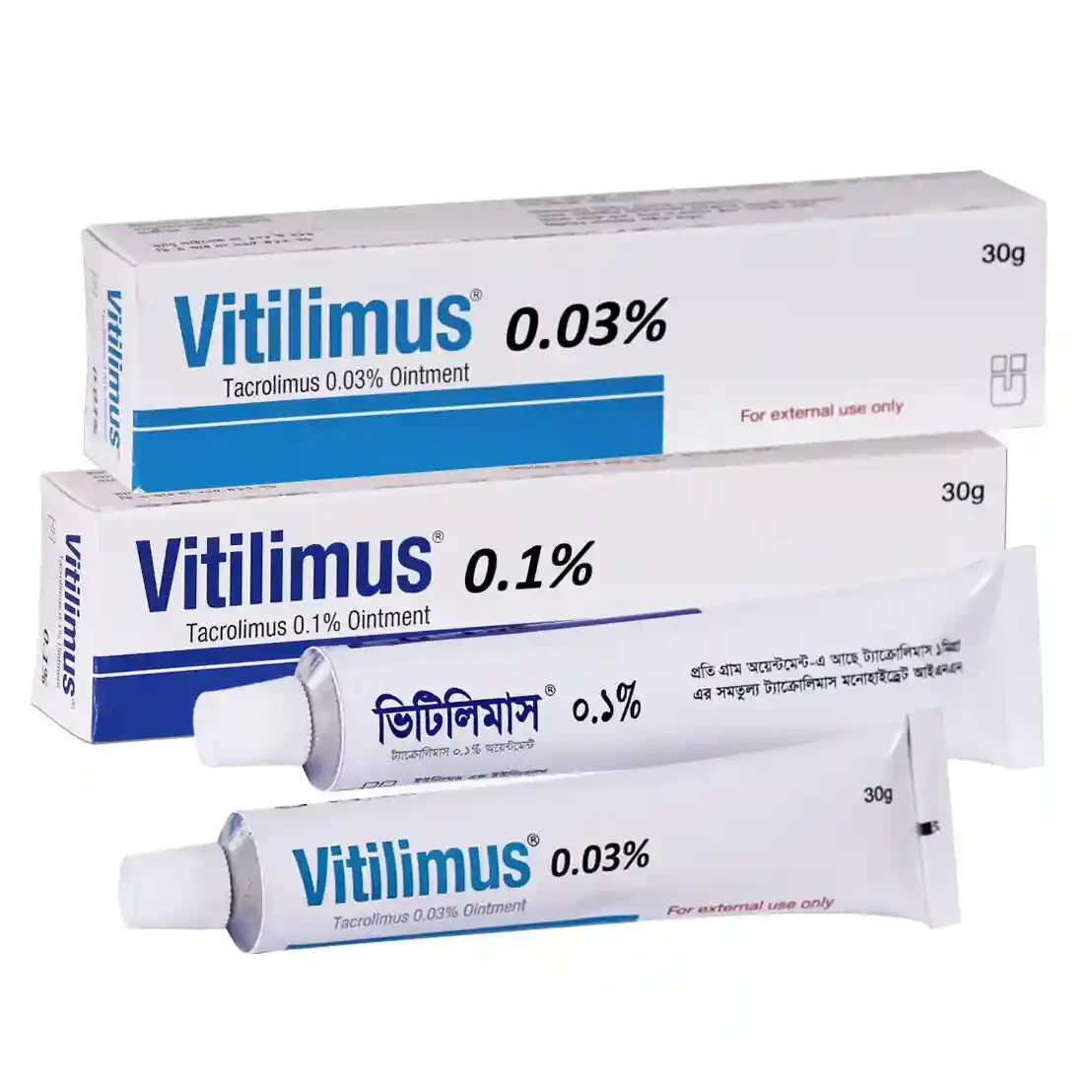 Pack Image: Vitilimus 0.1% Ointment (30 gm tube)