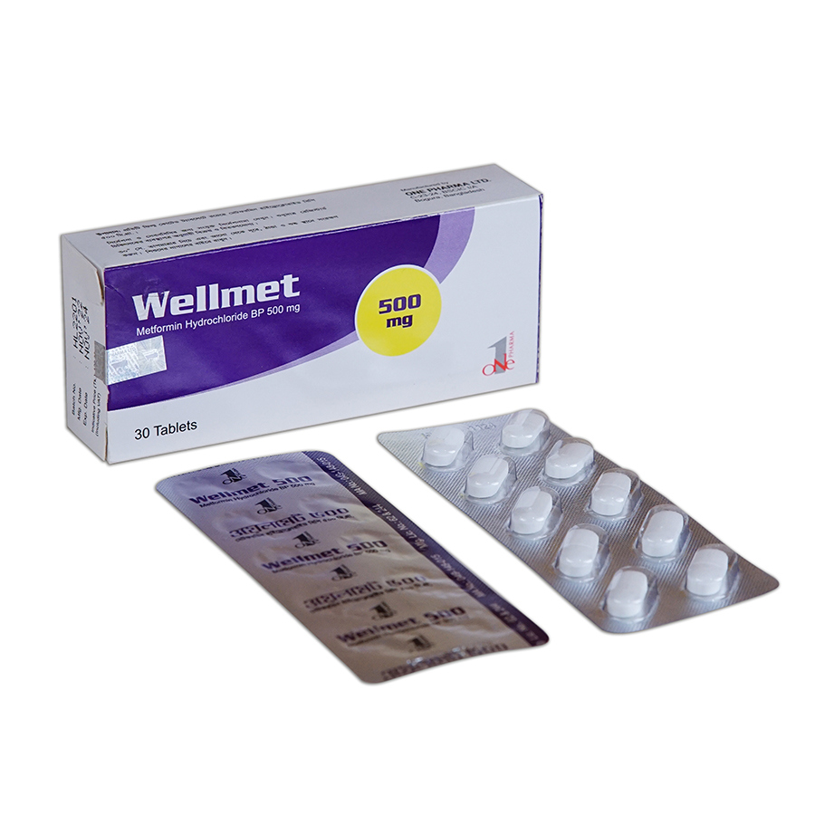 Pack Image: Wellmet 500 mg Tablet (3 x 10)