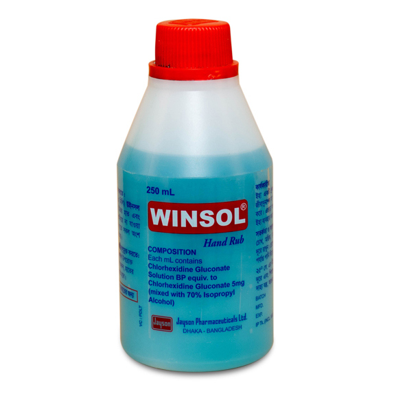 Pack Image: Winsol 0.5% 70% Hand Rub (250 ml bottle)