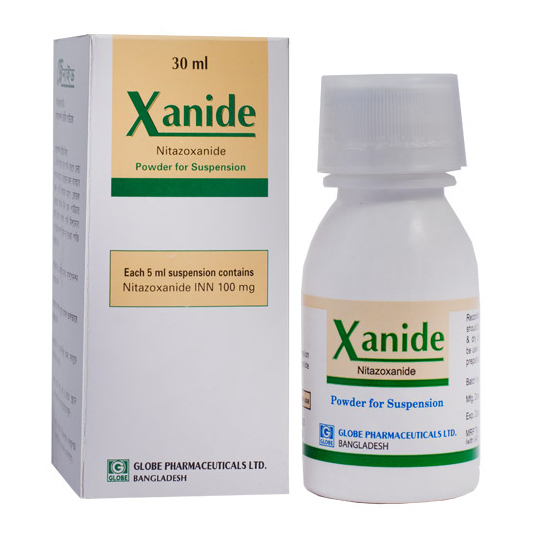 Pack Image: Xanide 100 mg Suspension (30 ml bottle)
