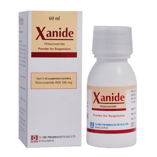 Pack Image: Xanide 100 mg Suspension (60 ml bottle)