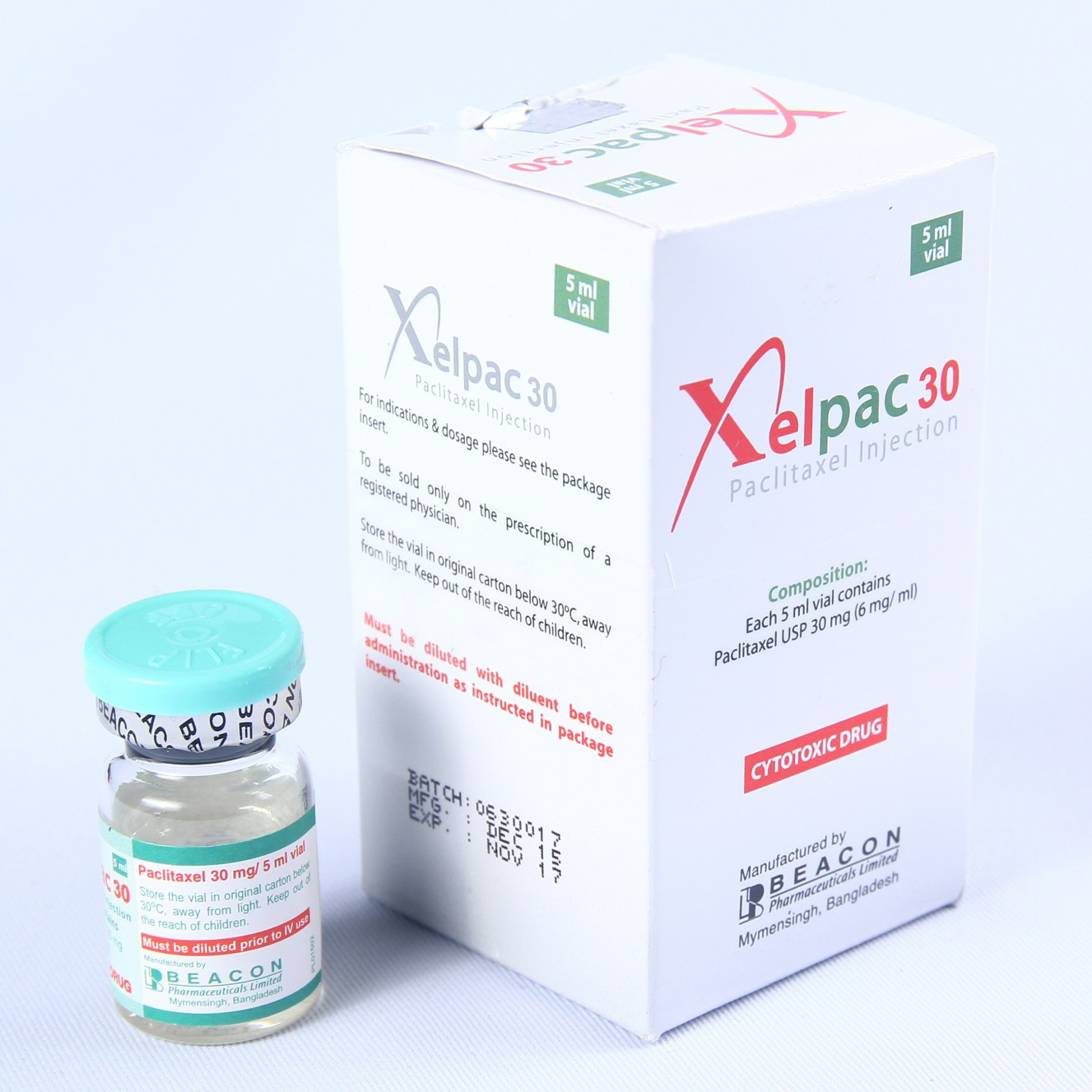 Pack Image: Xelpac Premium 6 mg Injection (30 mg vial)