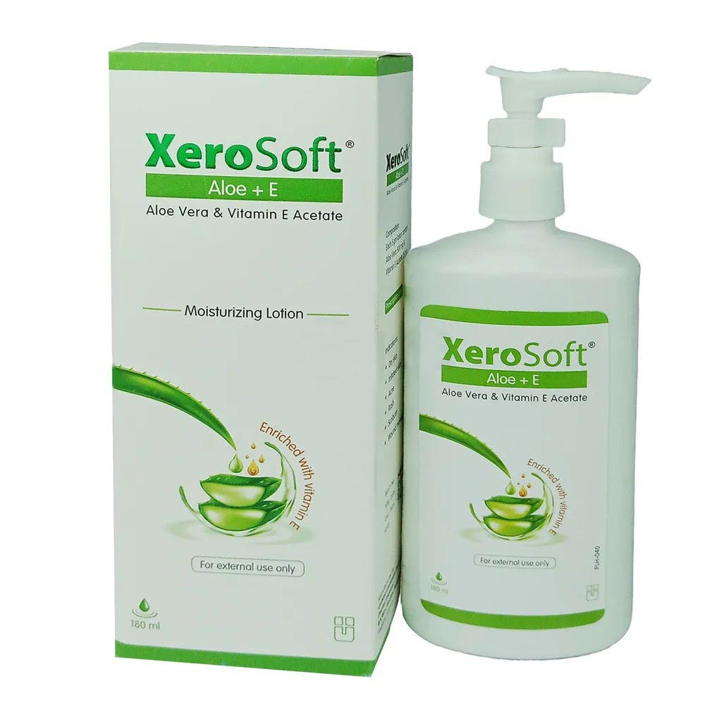 Pack Image: XeroSoft Aloe + E (500 mg Lotion (180 ml bottle)