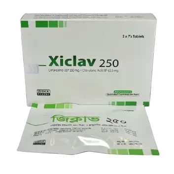 Pack Image: Xiclav 250 mg Tablet (2 x 7)
