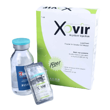 Pack Image: Xovir 250 mg Injection (250 mg vial)