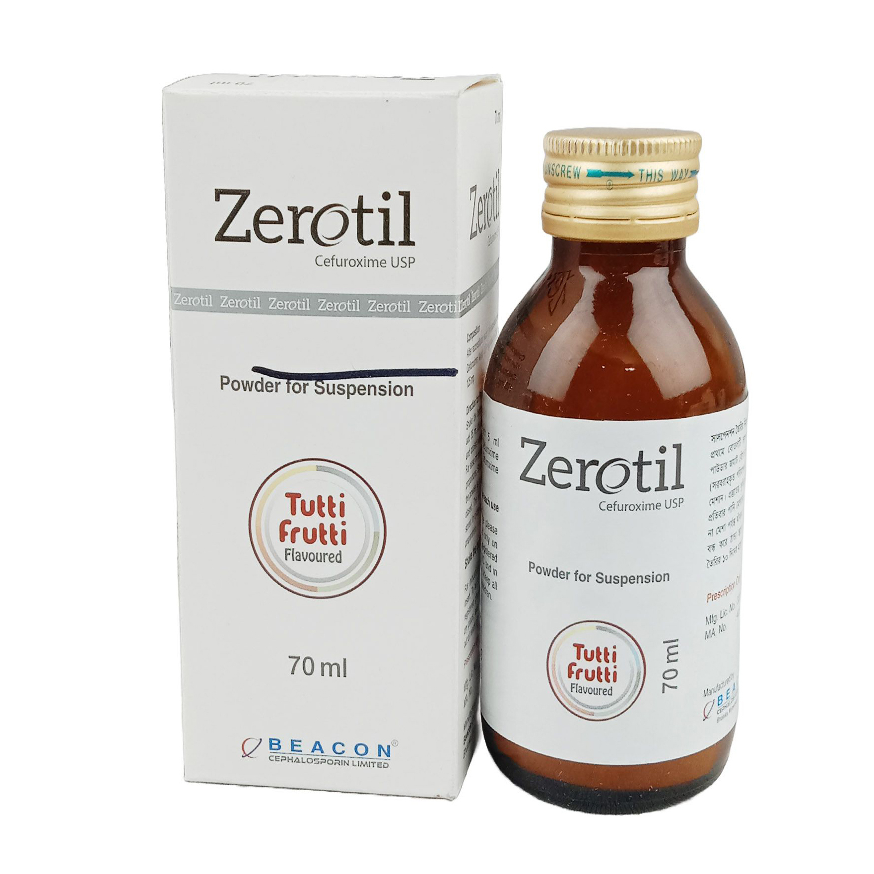 Pack Image: Zerotil 125 mg Suspension (70 ml bottle)
