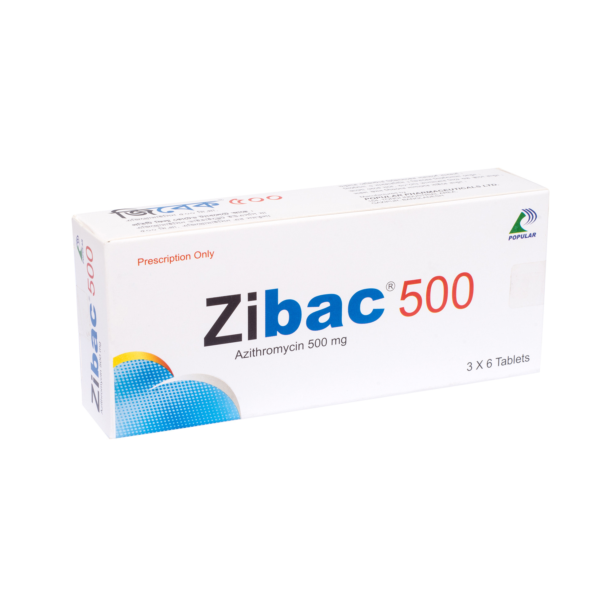 Pack Image: Zibac 500 mg Tablet (3 x 6)