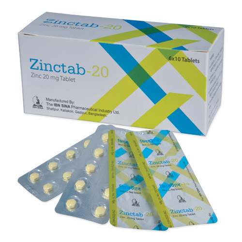 Pack Image: ZincTab 20 mg Tablet (6 x 10)
