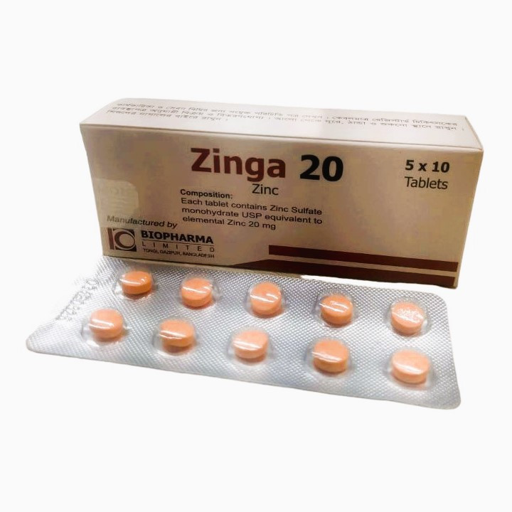 Pack Image: Zinga 20 mg Tablet (5 x 10)