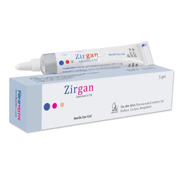 Pack Image: Zirgan 0.15% Eye Gel (5 gm tube)