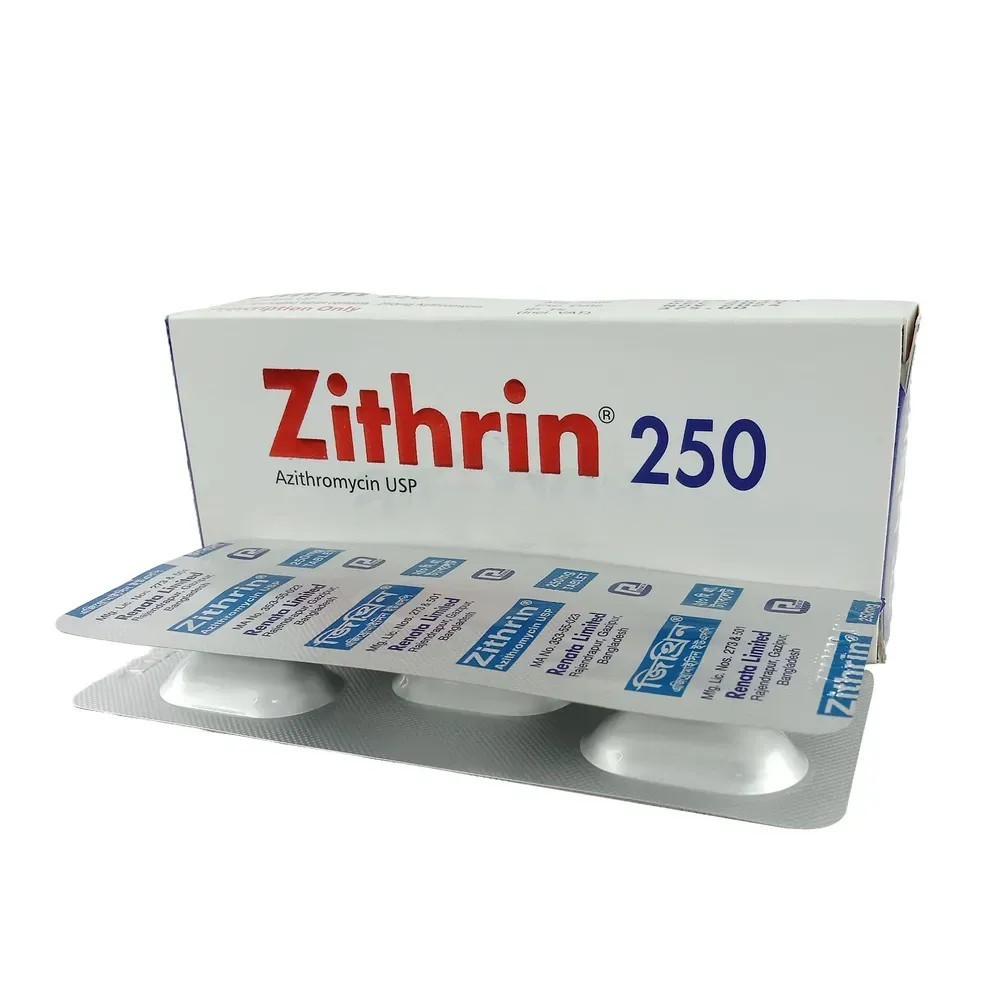 Pack Image: Zithrin 250 mg Tablet (3 x 5)