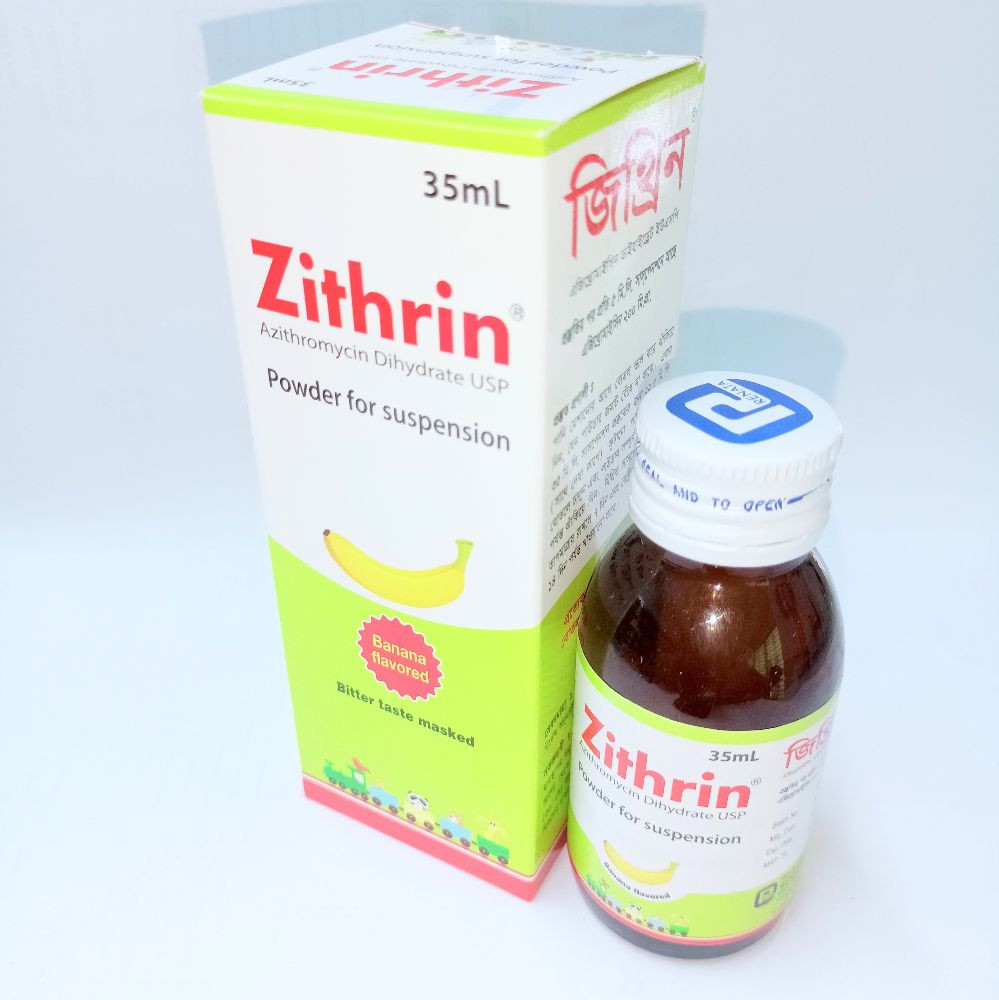Pack Image: Zithrin 200 mg Suspension (20 ml bottle)
