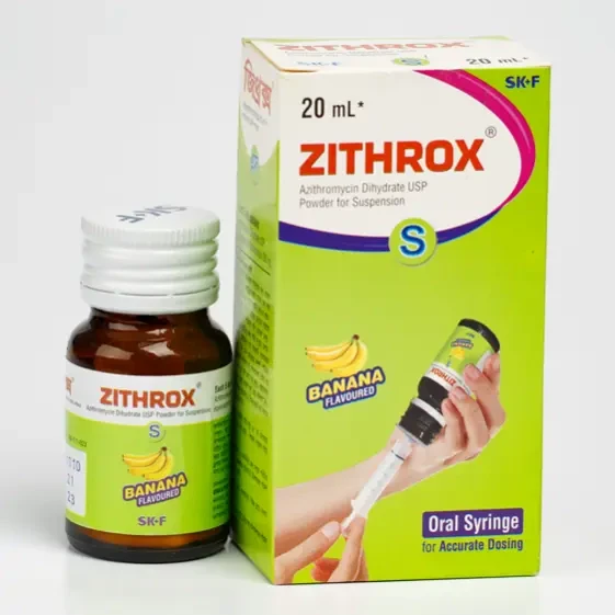 Pack Image: Zithrox 200 mg Suspension (20 ml bottle)