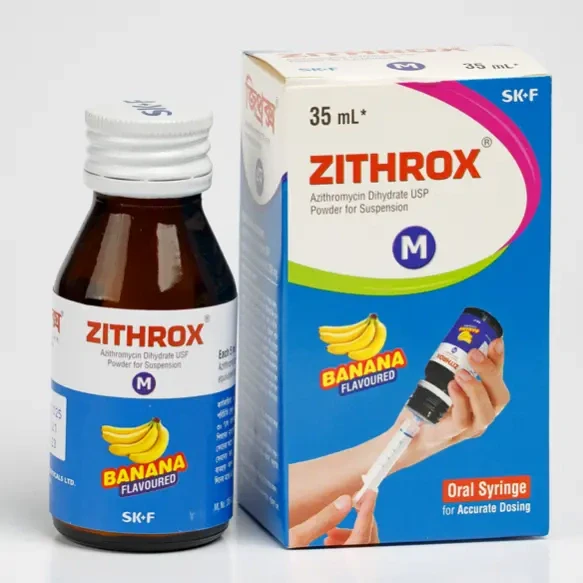 Pack Image: Zithrox 200 mg Suspension (35 ml bottle)