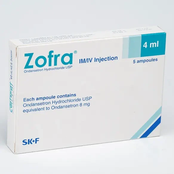 Pack Image: Zofra 8 mg Injection (4 ml ampoule)