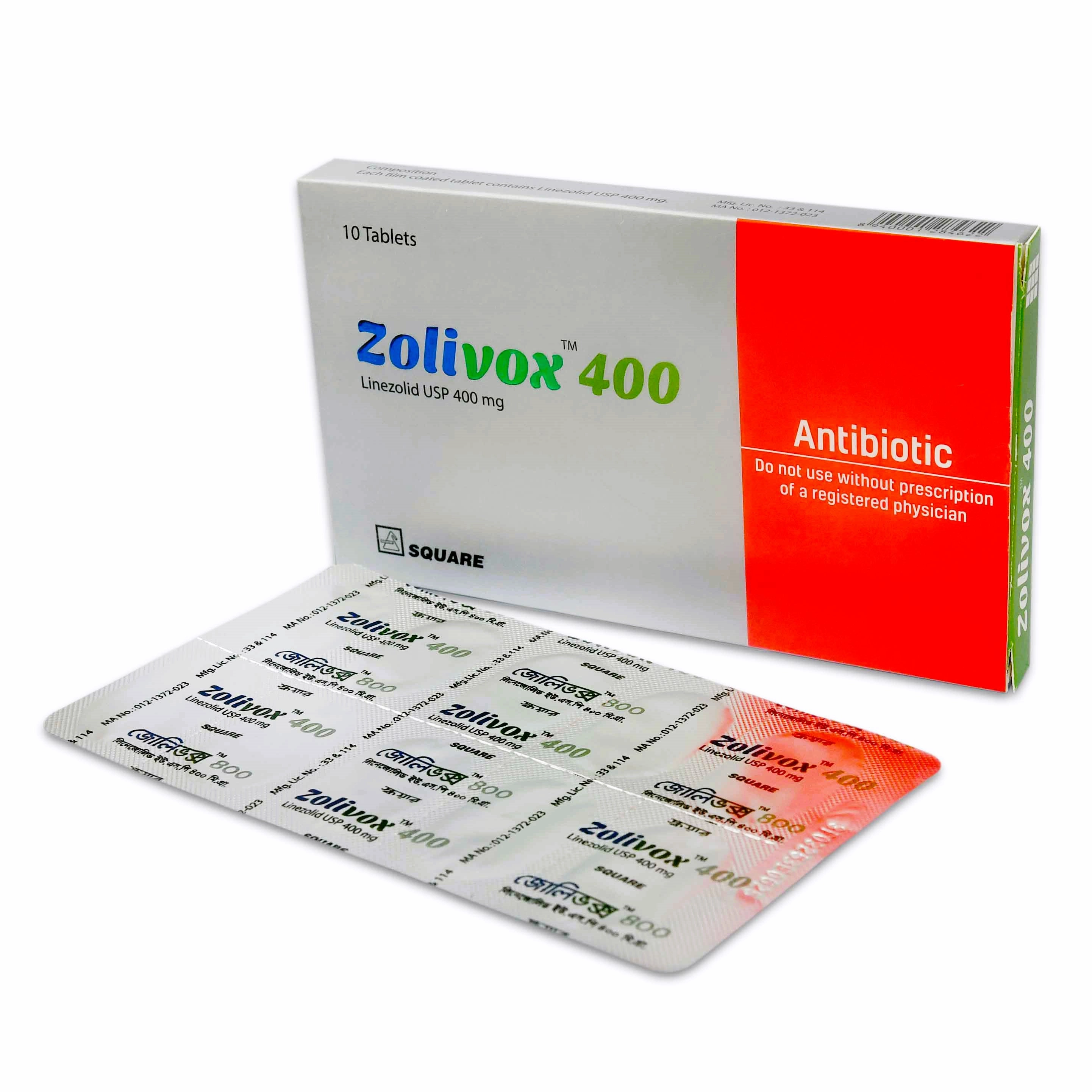 Pack Image: Zolivox 400 mg Tablet (1 x 10)