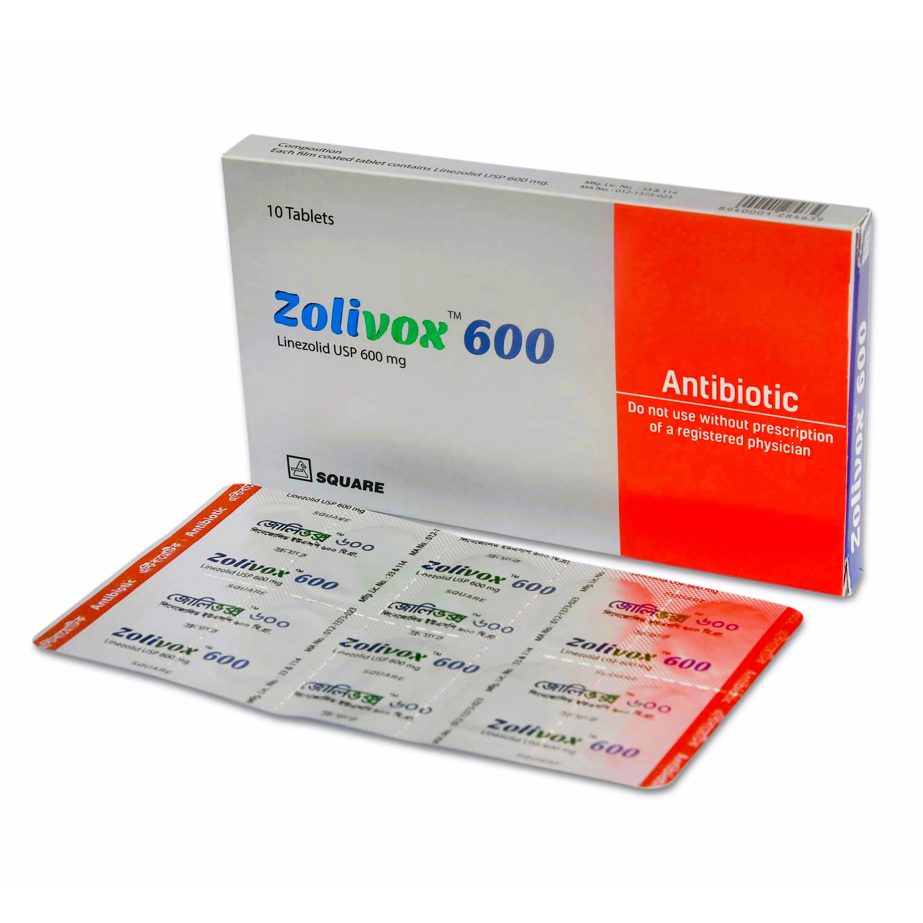 Pack Image: Zolivox 600 mg Tablet (1 x 10)