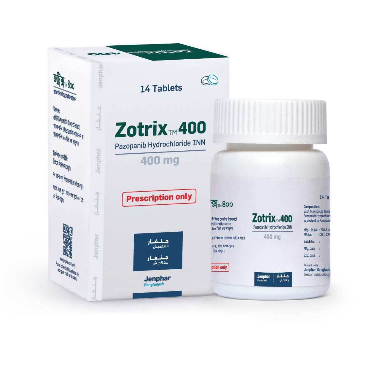 Pack Image: Zotrix 400 mg Tablet (1 x 14)
