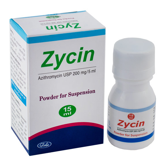 Pack Image: Zycin 200 mg Suspension (15 ml bottle)