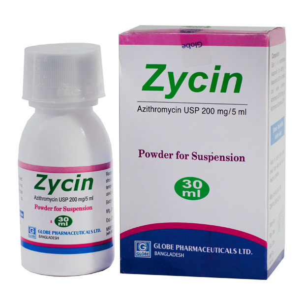 Pack Image: Zycin 200 mg Suspension (30 ml bottle)